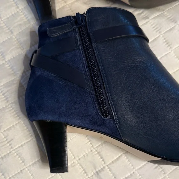 Cole Haan Grand OS Signature Suede & Leather Navy Ankle Boots - Picture 4 of 15